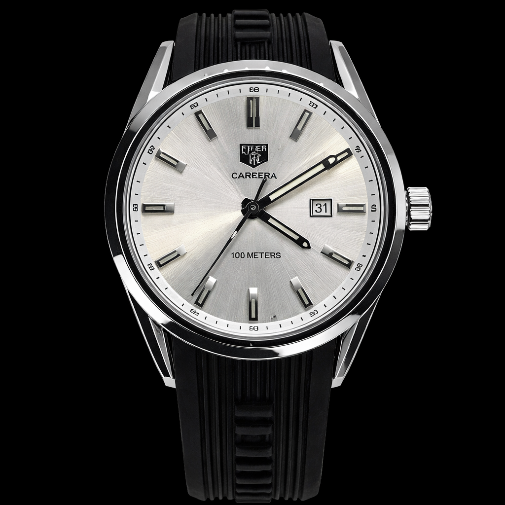 Relógio Tag Carrera Luxo - Masculino - Pulseira Em Silicone Preto Prateado Preto