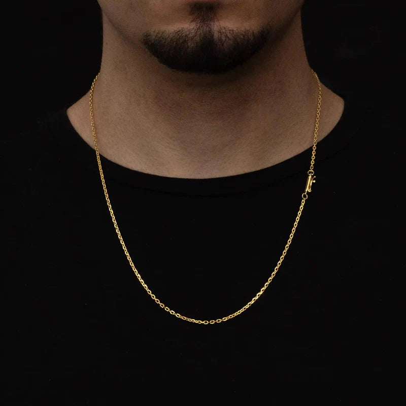 CORRENTE CADEADO 3MM - BANHADO A OURO 18K