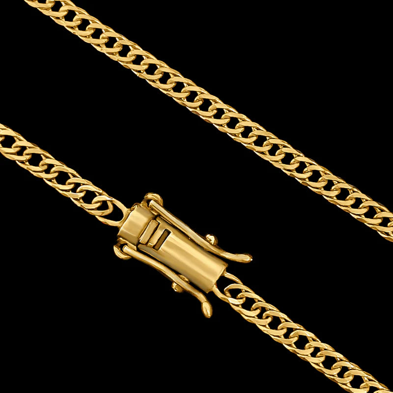 CORRENTE GRUMET DUPLO 3MM BANHADO A OURO 18k