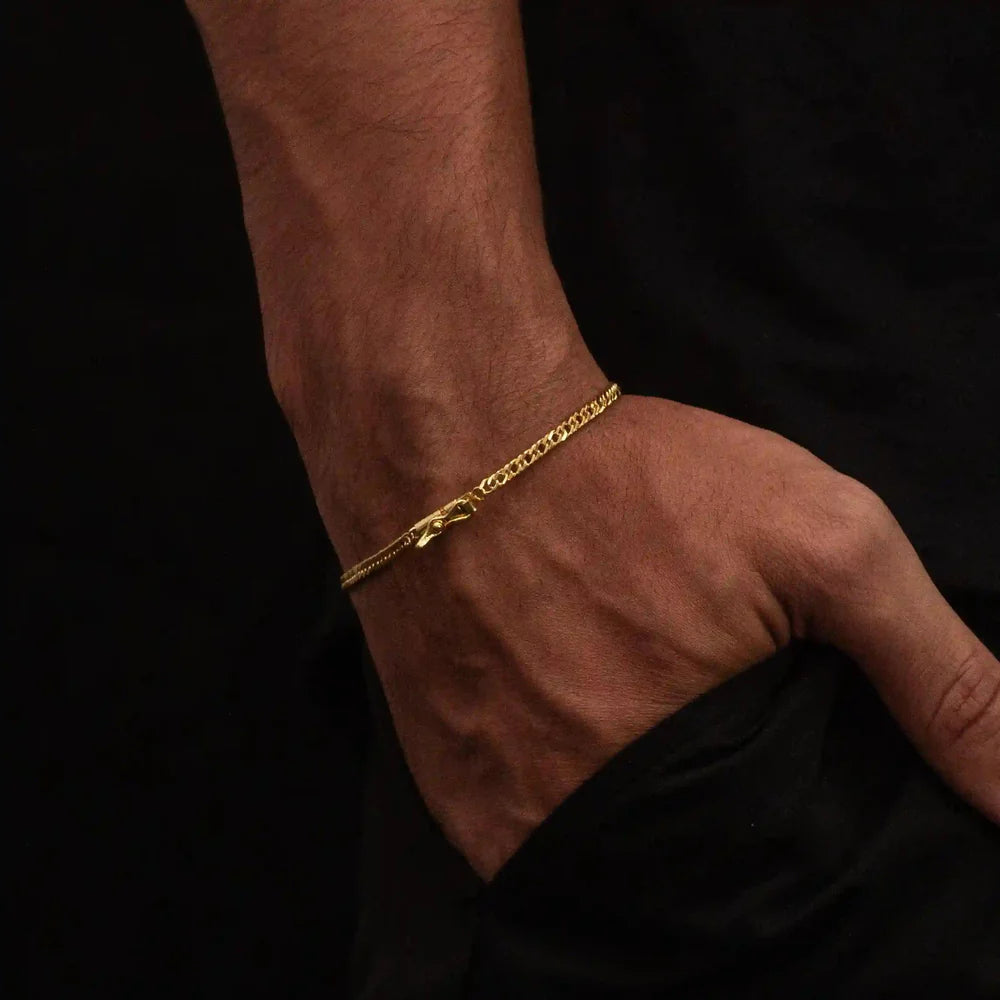 PULSEIRA GRUMET DUPLA 3MM - BANHADO A OURO 18K