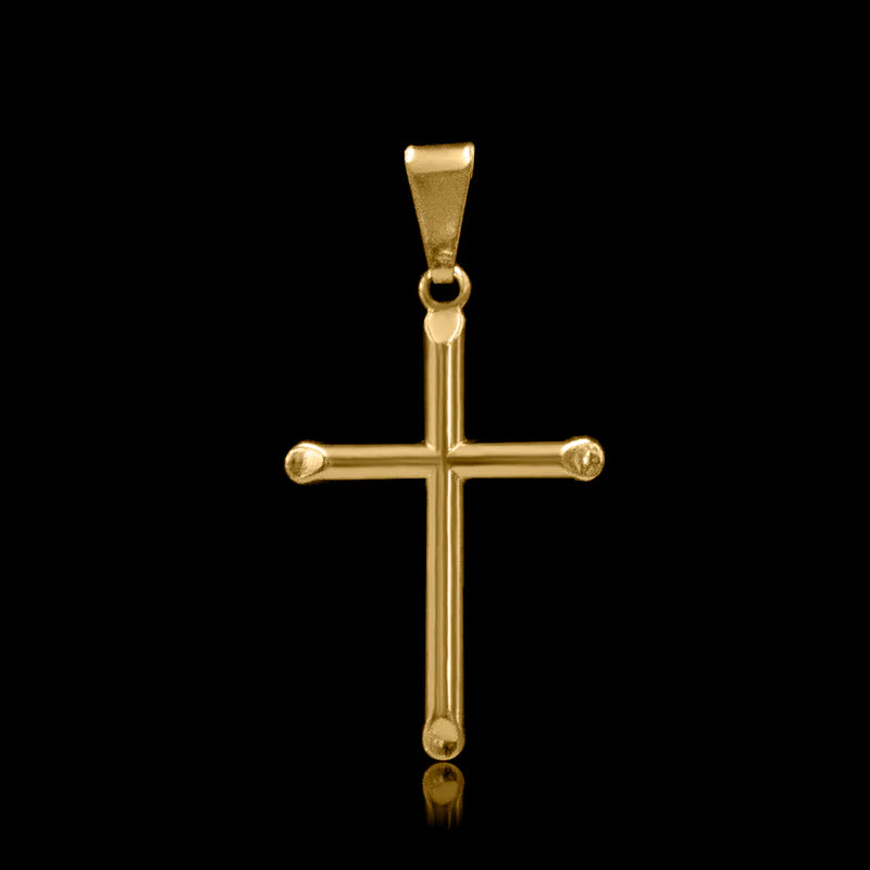 PINGENTE CRUZ LISA BANHADO A OURO 18K