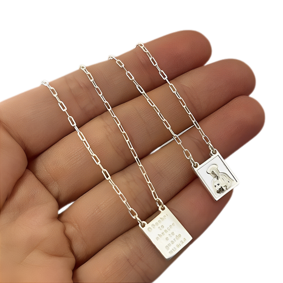 ESCAPULÁRIO JESUS COM ORAÇÃO - PRATA 925