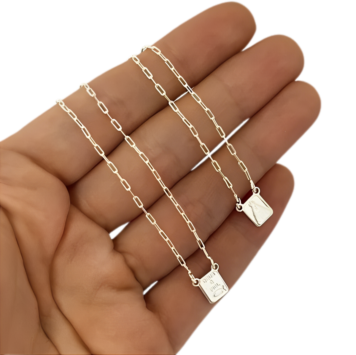 ESCAPULÁRIO NOSSA SENHORA E PLACA DEUS É FIEL - PRATA 925