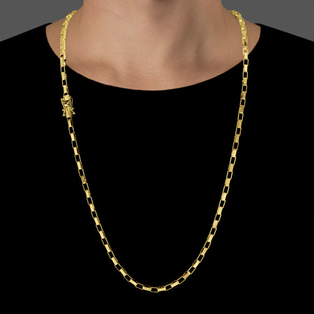 CORRENTE TIJOLINHO 5MM - BANHADO A OURO 18K