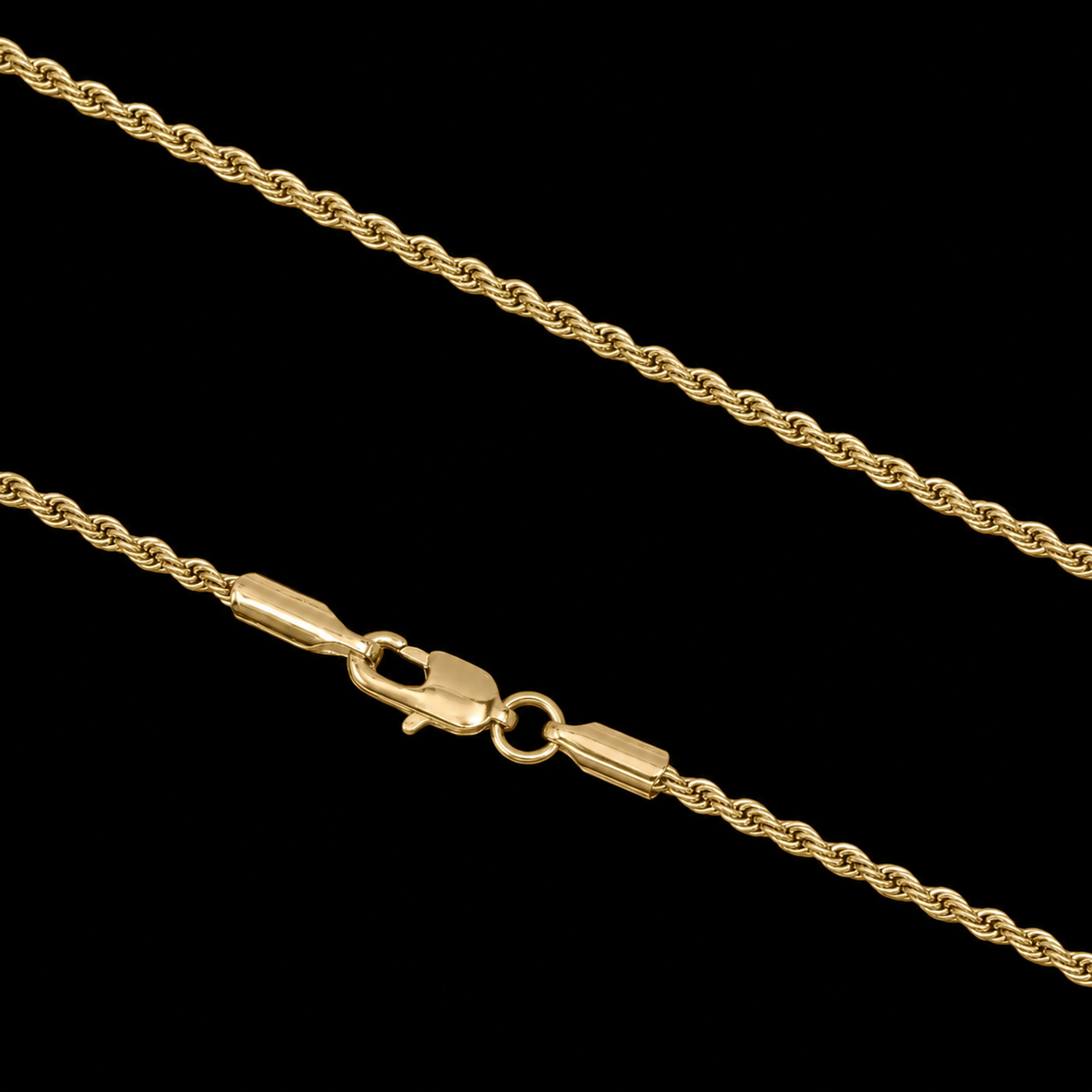 Corrente Rope Elo Baiano 1,5mm Banhado a ouro 18k