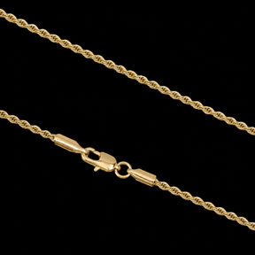 Corrente Rope Elo Baiano 1,5mm Banhado a ouro 18k