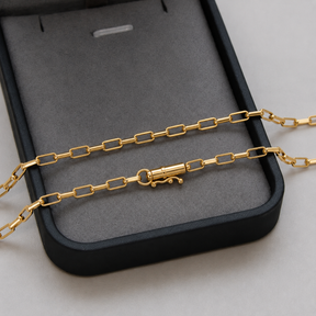 CORRENTE TIJOLINHO 2MM - BANHADA A OURO 18K