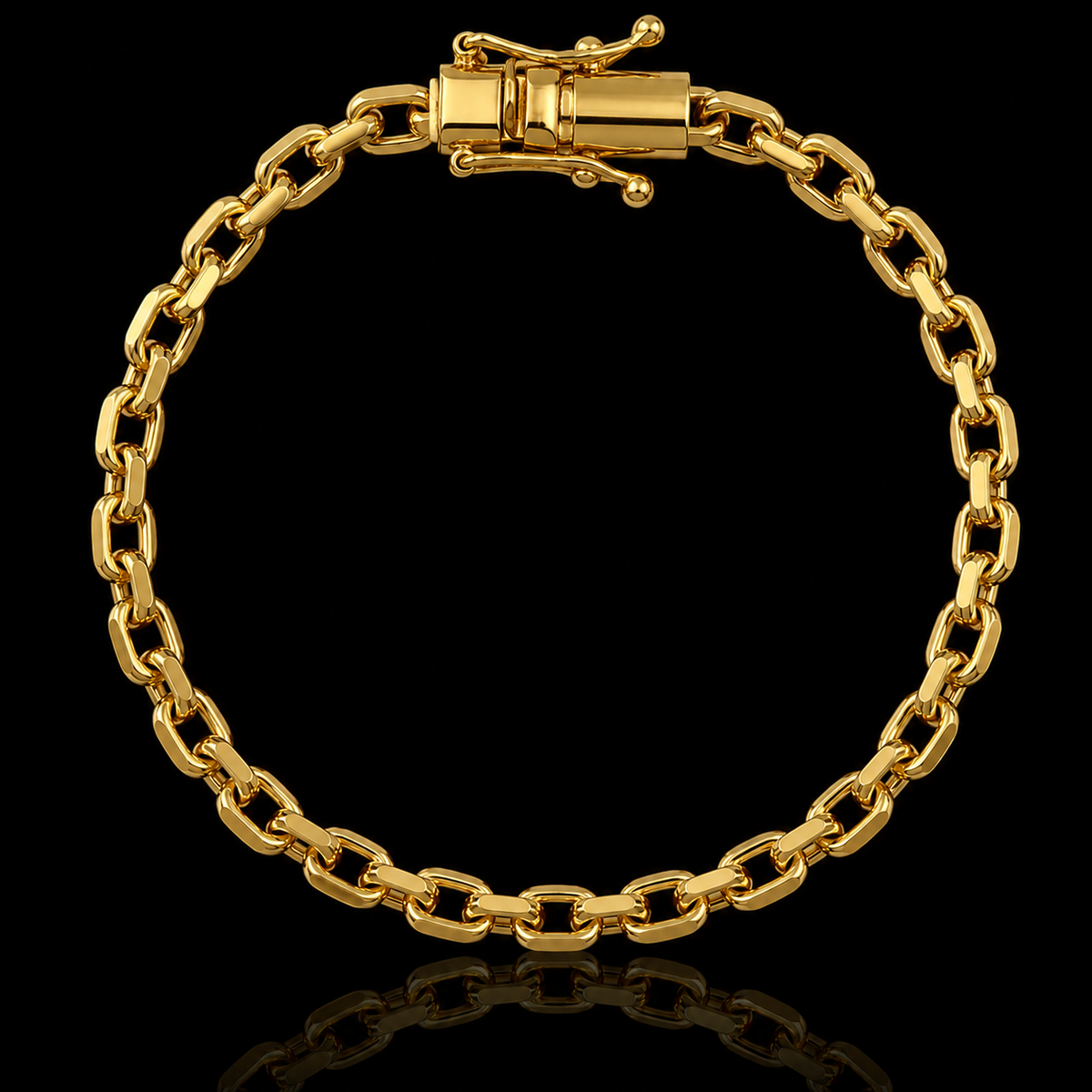 PULSEIRA CADEADO 4MM - BANHADO A OURO 18K