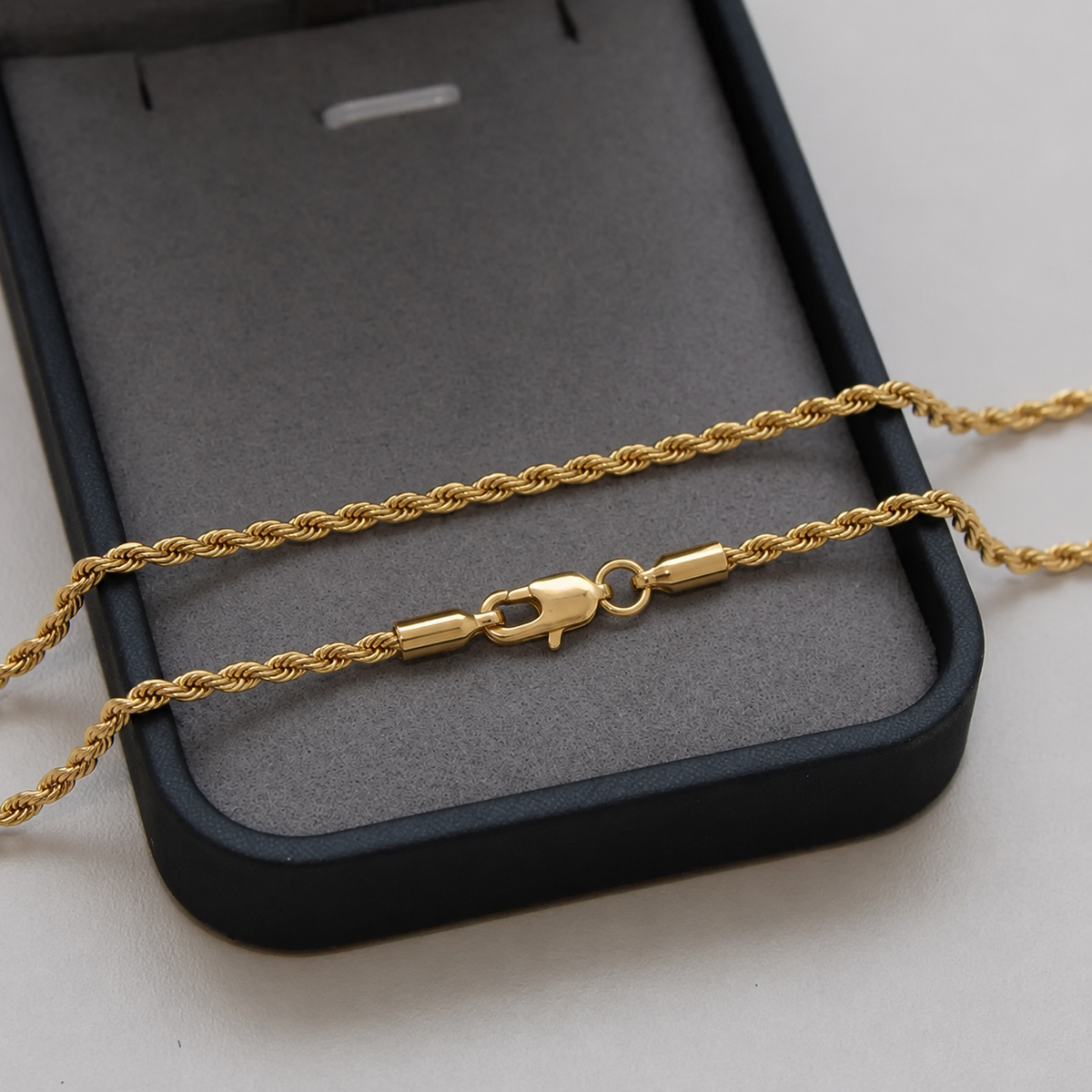 Corrente Rope Elo Baiano 1,5mm Banhado a ouro 18k