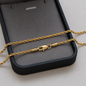 Corrente Rope Elo Baiano 1,5mm Banhado a ouro 18k