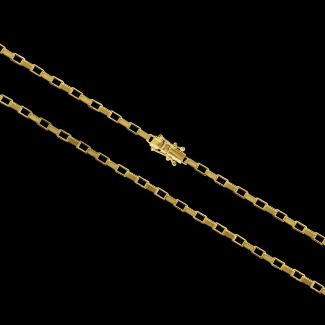 CORRENTE TIJOLINHO 5MM - BANHADO A OURO 18K