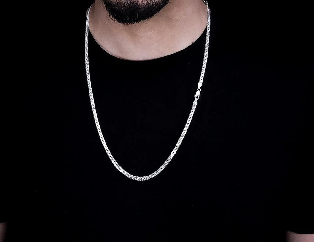 CORRENTE GRUMET ELO DUPLO 4MM - PRATA 925