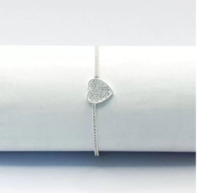 PULSEIRA LISA LAP RIVIERA CORAÇÃO CRAVEJADO