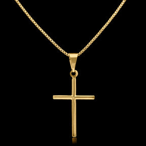 CONJUNTO MINIMALISTA - VENEZIANA 1,2MM COM PINGENTE CRUZ - BANHADO A OURO 18K