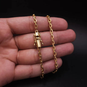 CORRENTE CADEADO 4MM - BANHADO A OURO 18K