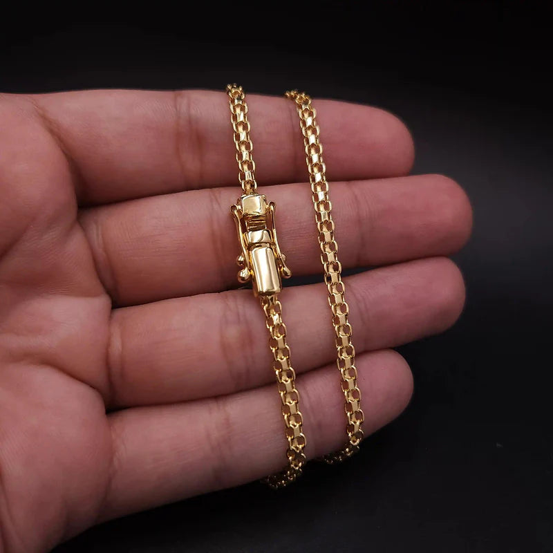 CORRENTE CADEADO DUPLO 3,5MM BANHADO A OURO 18K