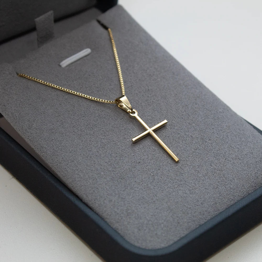 CONJUNTO MINIMALISTA - VENEZIANA 1,2MM COM PINGENTE CRUZ - BANHADO A OURO 18K