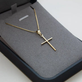 CONJUNTO MINIMALISTA - VENEZIANA 1,2MM COM PINGENTE CRUZ - BANHADO A OURO 18K