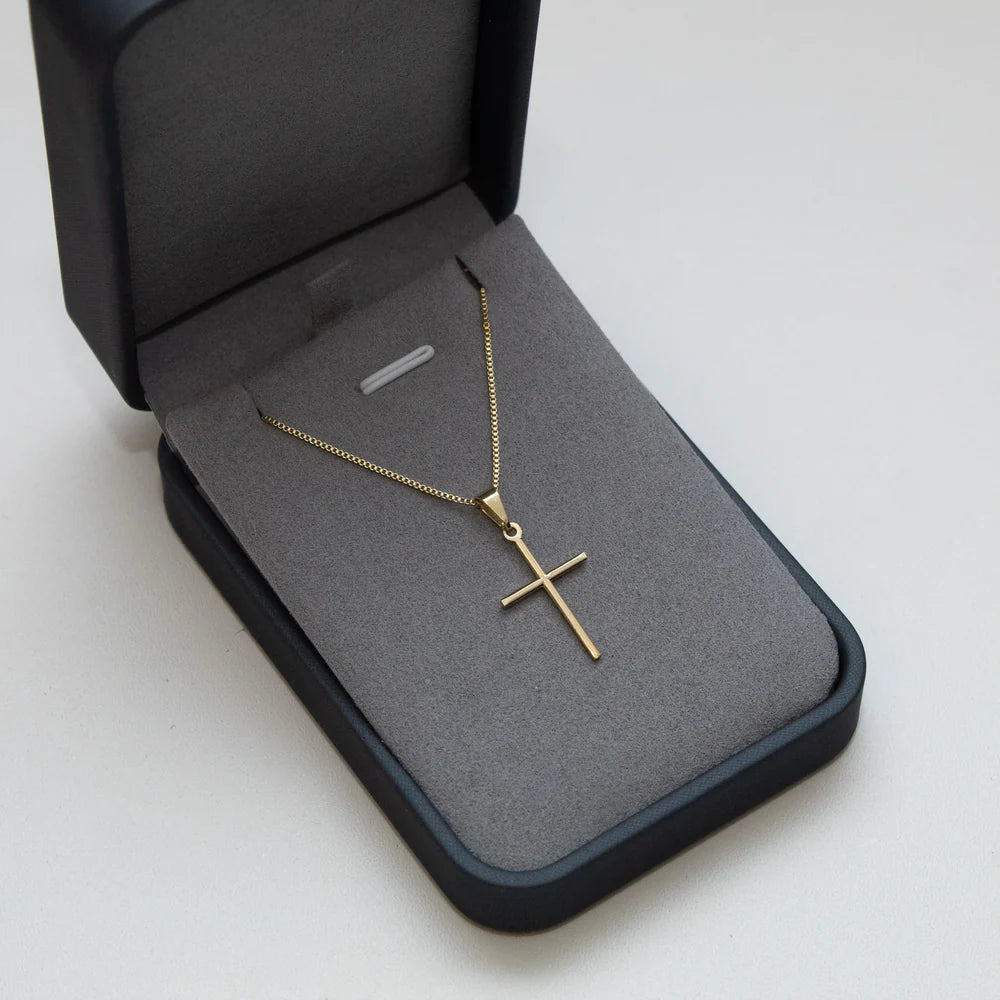 CONJUNTO MINIMALISTA - VENEZIANA 1,2MM COM PINGENTE CRUZ - BANHADO A OURO 18K