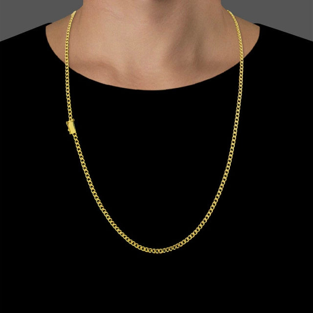 CORRENTE GRUMET 3MM - BANHADO A OURO 18K