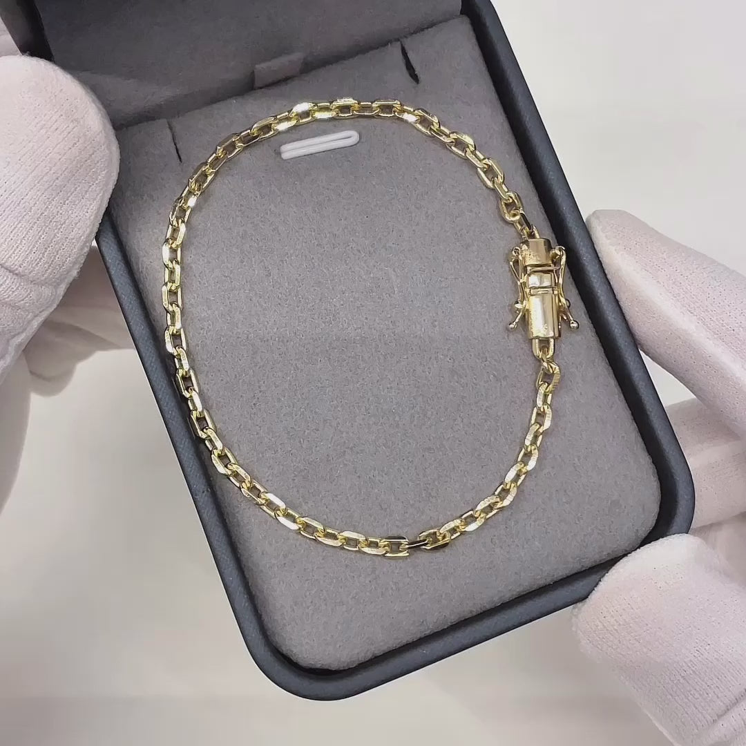 PULSEIRA CADEADO 4MM - BANHADO A OURO 18K