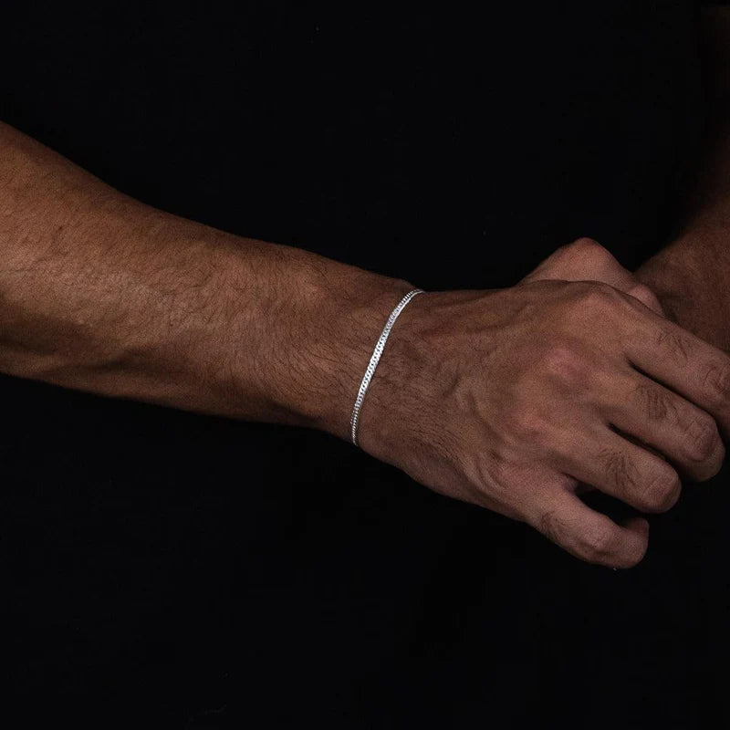 PULSEIRA GRUMET ELO DUPLO 4MM - PRATA 925