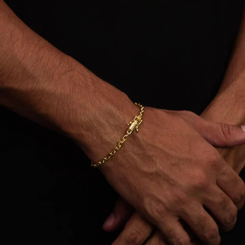 PULSEIRA CADEADO 4MM - BANHADO A OURO 18K